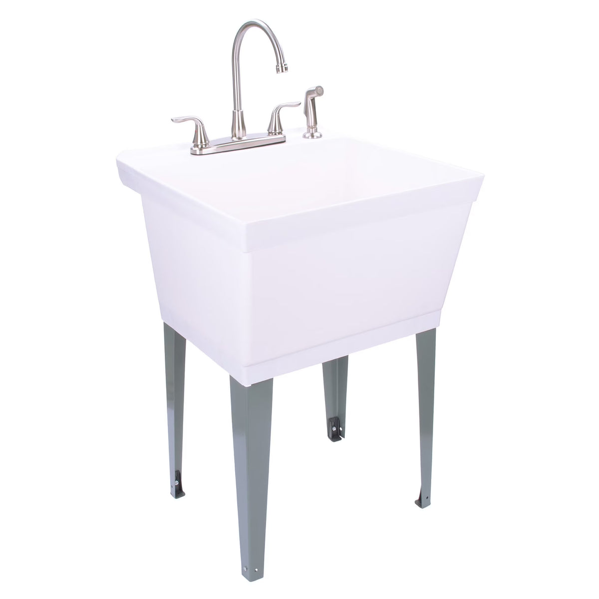 Évier utilitaire Tehila de 19 gallons avec robinet de cuisine haut de gamme en acier inoxydable 6501
