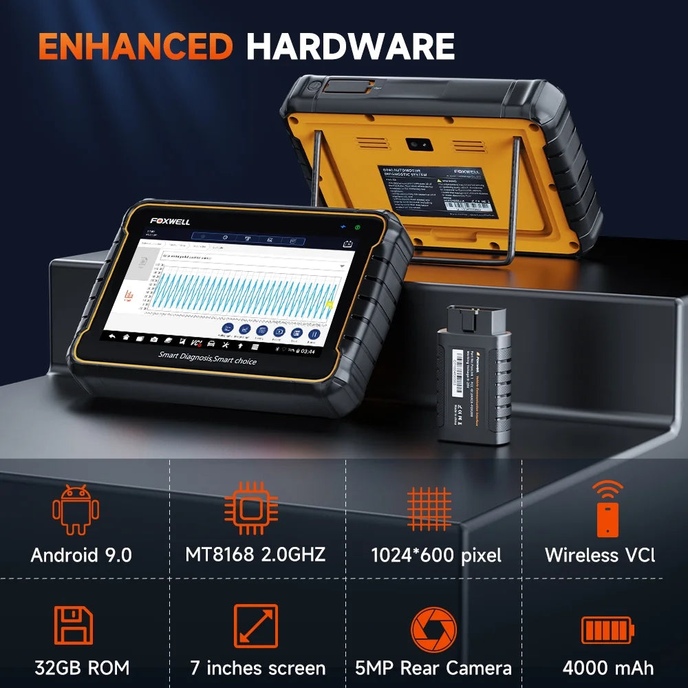 Scanner OBD2 Bluetooth Foxwell GT60, outil de diagnostic automobile pour tous les systèmes, 24 fonctions d’entretien, lecteur de codes défauts et outil de purge ABS