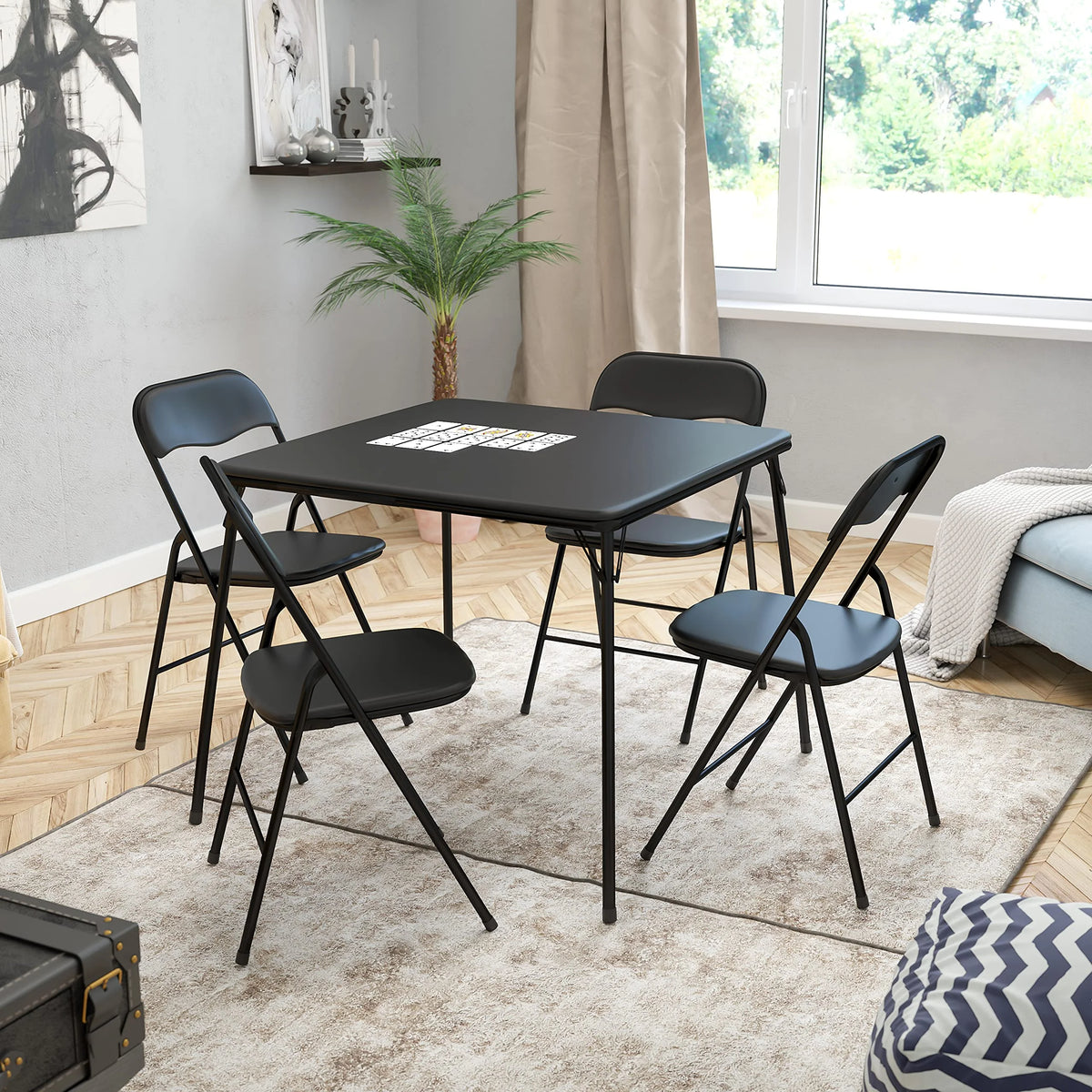 Ensemble Madison 5 pièces de table à cartes pliante et chaises, ensemble de table et chaises portable pour événements, noir