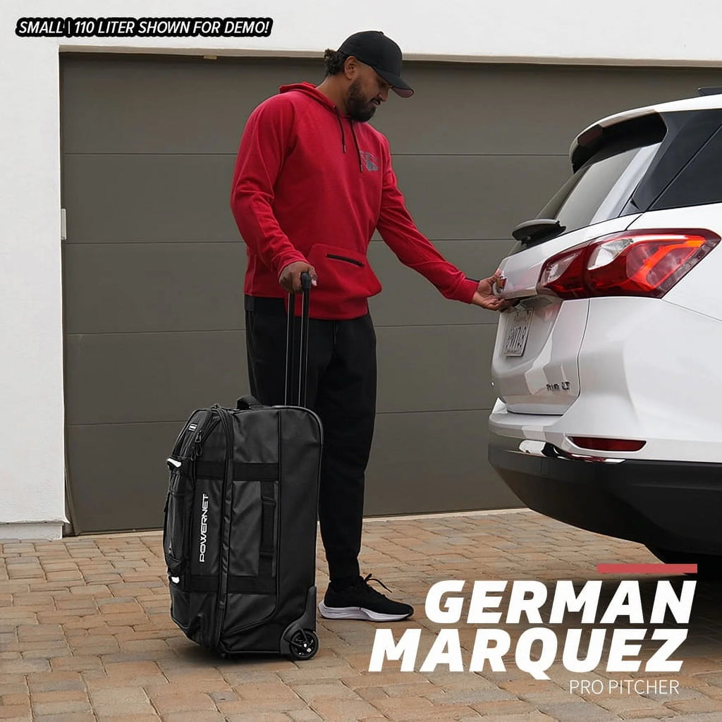Sac polochon à roulettes PowerNet avec poignée, sac de voyage pour baseball, sac de baseball et de softball pour équipement de receveur, sac de baseball de voyage (petit | 110 L)