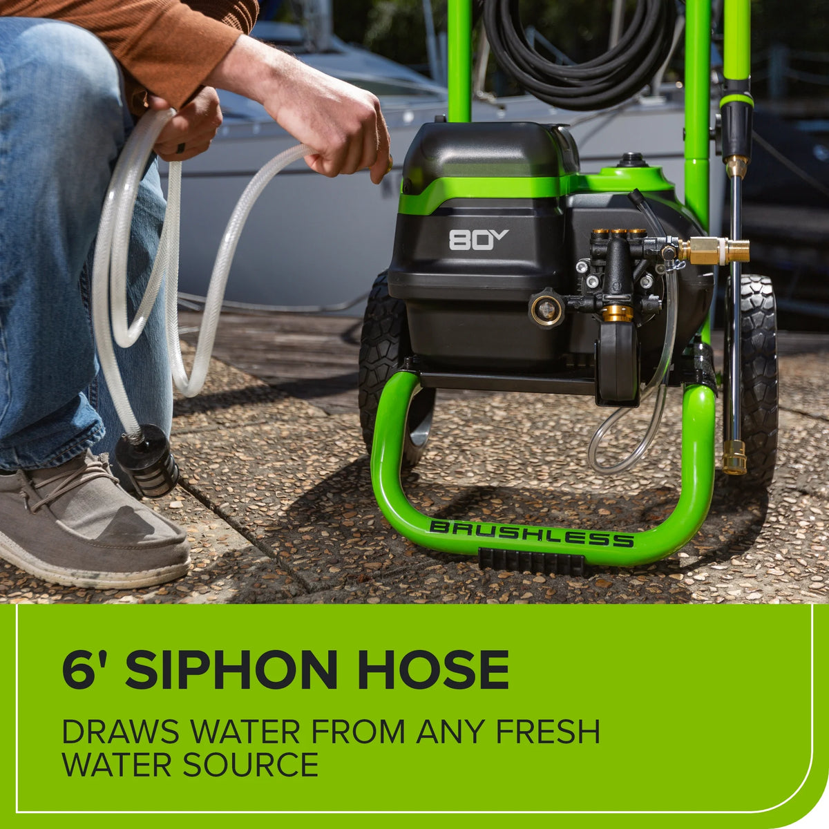 Nettoyeur haute pression Greenworks 80 V 3 000 PSI avec (2) batteries de 4 Ah, chargeur rapide DP