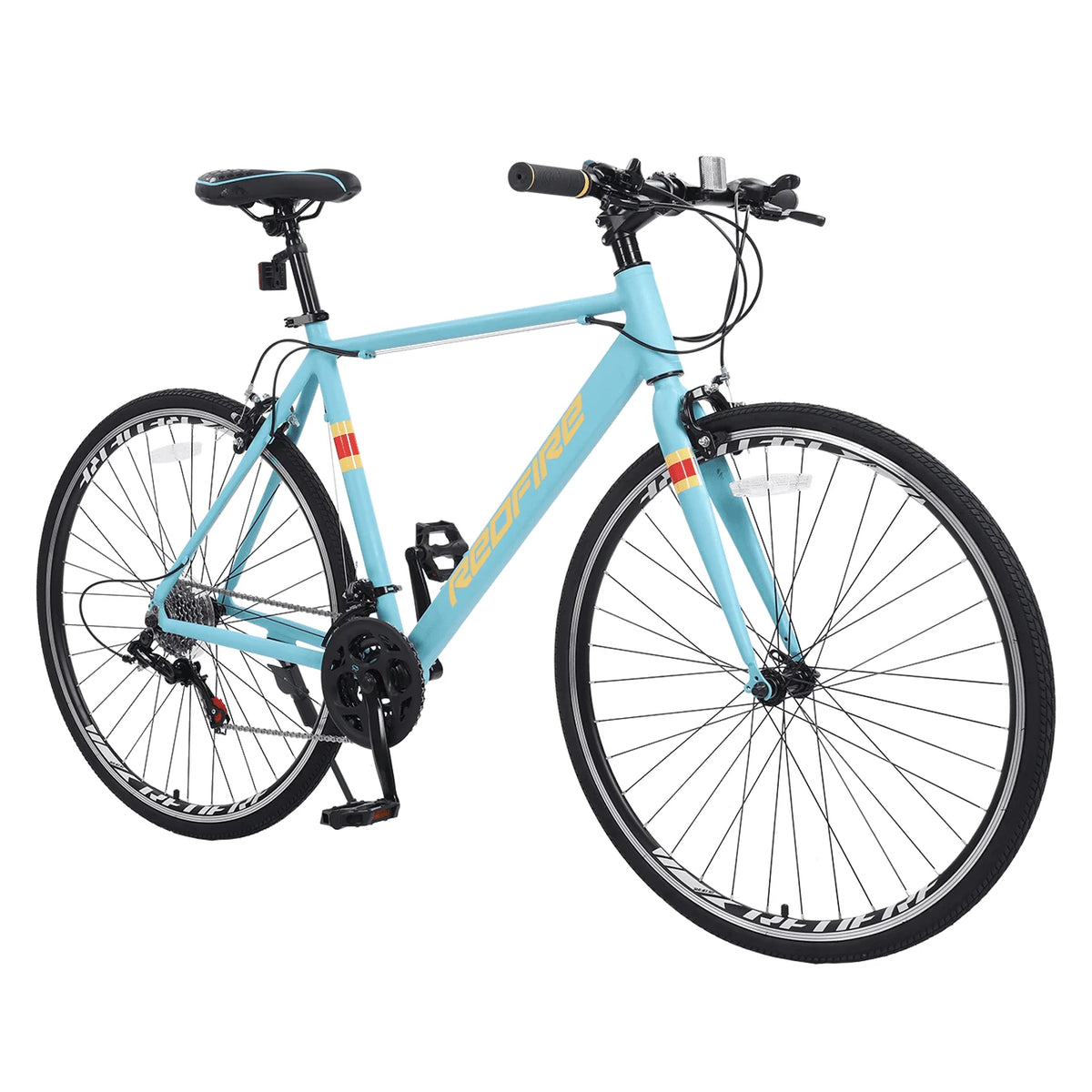 Vélo de route hybride Redfire, 21 vitesses avec manettes Shimano, roues 700C, cadre en aluminium de 21 pouces, vélo de route urbain pour adultes hommes et femmes (vert menthe)