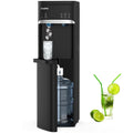 SOOPYK Distributeur d’eau chaude et froide 3-en-1 avec machine à glaçons à chargement inférieur pour bonbonne de 3 ou 5 gallons, capacité quotidienne de 22 lb, glaçons en forme de balle, noir