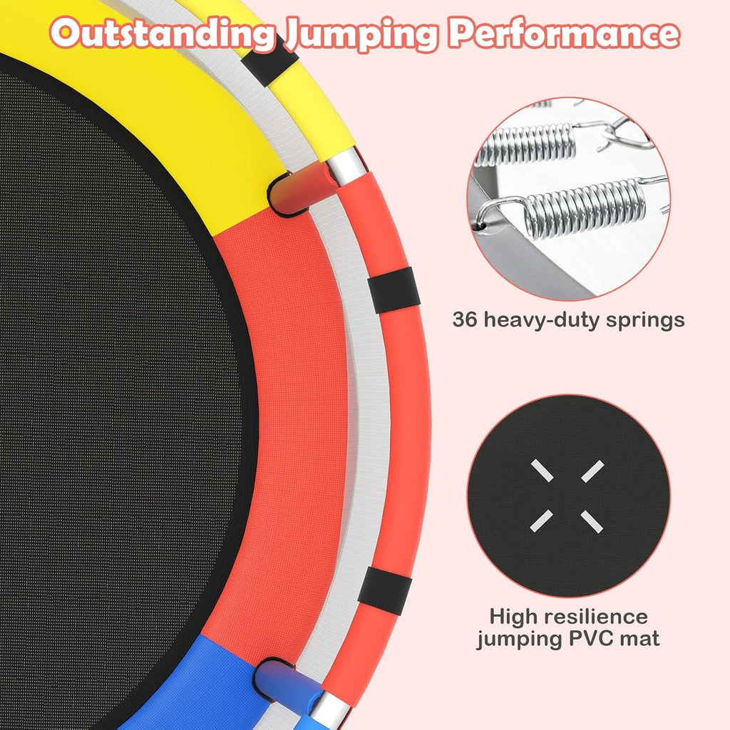 OLAKIDS 55 Trampoline pour enfants Filet de protection Robuste pour Garçons Filles Extérieur Intérieur