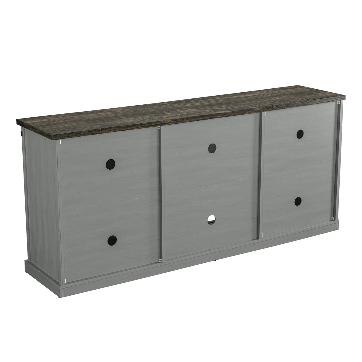 Meuble TV rustique FESTIVO pour téléviseur 75 pouces, centre de divertissement, meuble TV avec porte de grange coulissante, console TV de 68 pouces, meuble multimédia de salon avec étagère réglable - Blanc cassé