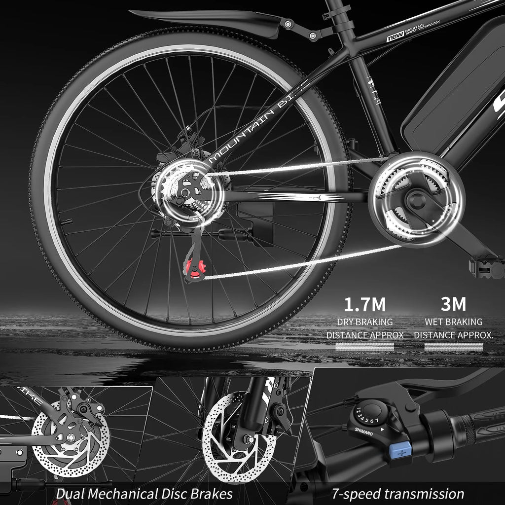 Vélo électrique tout-terrain G28-1200W Peak 26 pour adultes, vélo électrique tout-terrain 48V (batterie amovible, autonomie de plus de 45 mi, écran LCD, capacité de 330 lb, pneus à air – certifié UL2849, pour camping et sentiers)