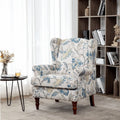 Fauteuil d'appoint rembourré Hommow, Fauteuil en tissu à imprimé floral,Bleu