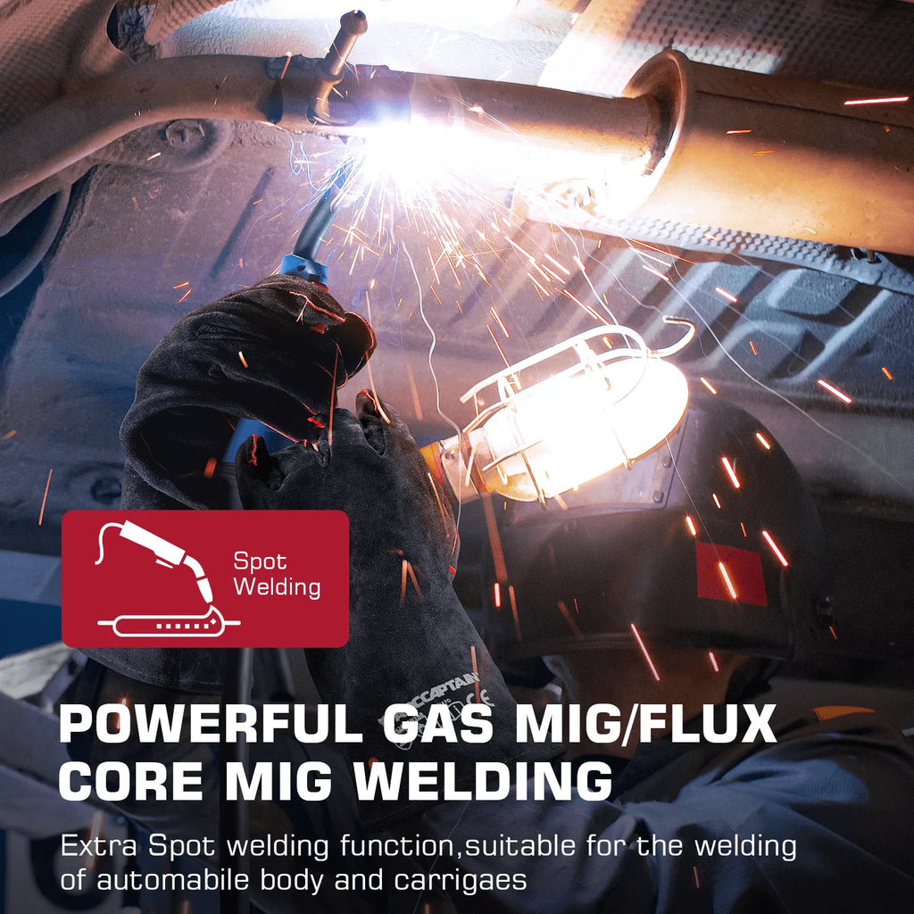 Poste à souder MIG 6 en 1 ARCCAPTAIN, Soudeuse à gaz 200A avec fonctions MIG à fil fourré/Arc/TIG à la main levée/Soudage par points/Pistolet sur bobine