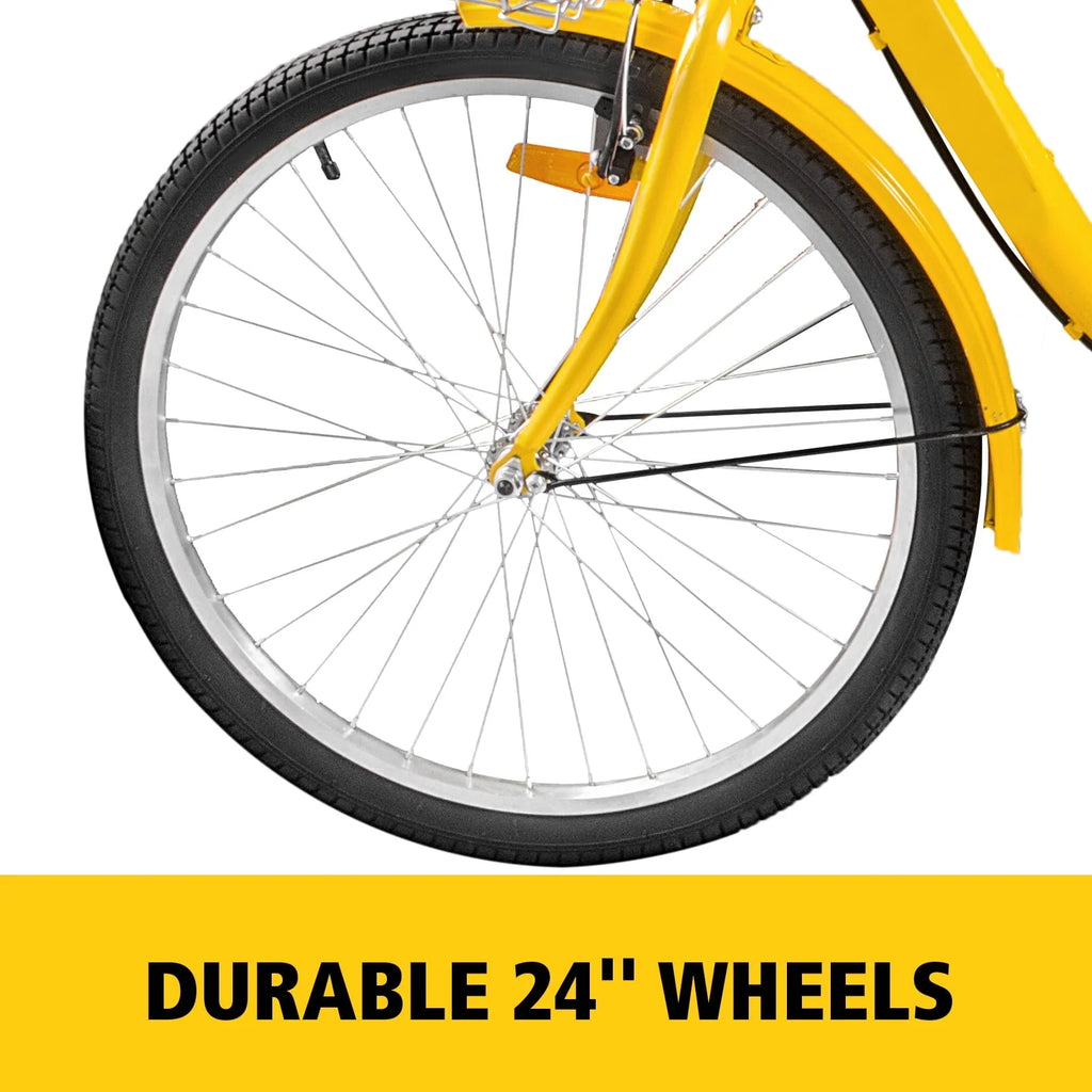 VEVOR Tricycle pour adulte 24 pouces Vélo à trois roues Vélo de balade 7 vitesses ,Tricycle avec siège réglable avec sonnette, système de freinage et panier Vélo de balade taille pour les courses