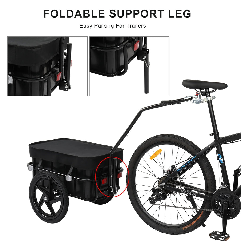 Remorque cargo pour vélo PEXMOR, remorque chariot pour vélo avec attelage universel et housse imperméable