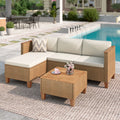 Ensemble de salon de jardin 3 pièces MF Studio, canapé d’angle modulable en résine tressée toutes saisons avec table et coussins, beige