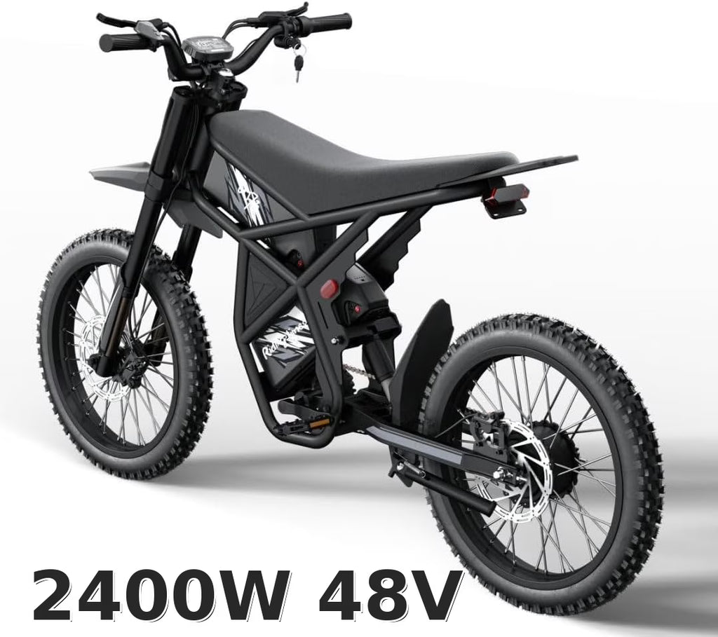 Moto électrique Ridingtimes GT73 2400W 48V 18.2AH*2 VÉLO électrique avec pneus 25 écran numérique Acier au carbone,NOIR