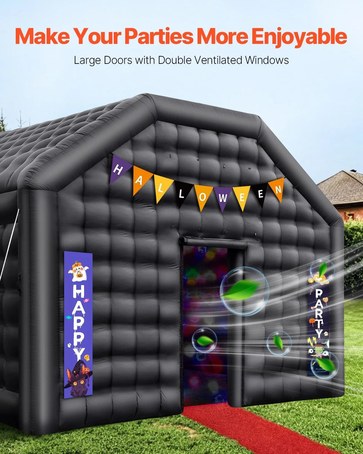 Tente gonflable de boîte de nuit - Abri de fête gonflable de 12 pieds de haut avec lumières, parfait pour les festivals et les événements