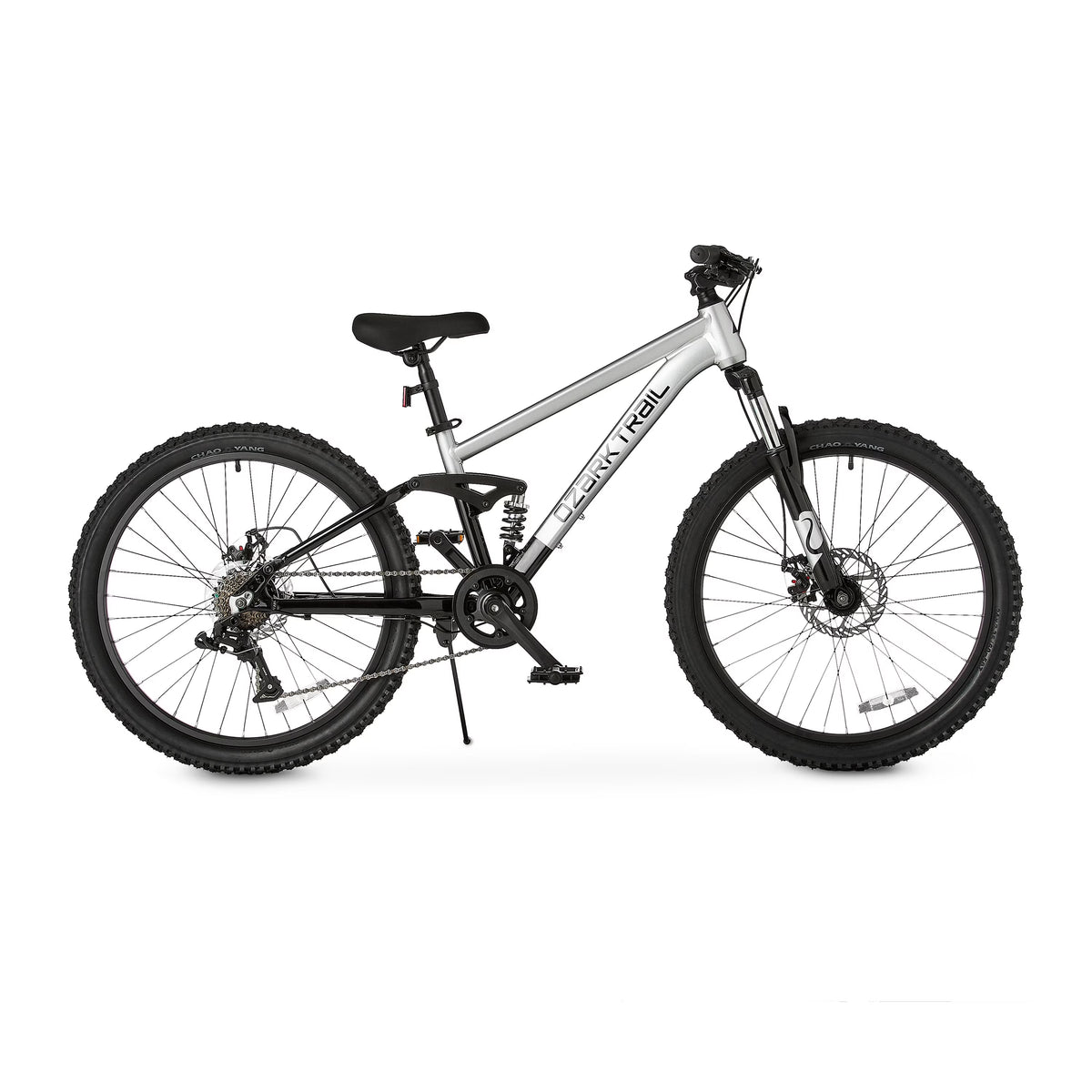 24 Ozark Trail FS.1 Epictrail Vélo tout-terrain à suspension intégrale, Pour adolescents et adultes, Tailles entre 4'6-5'6, Argent
