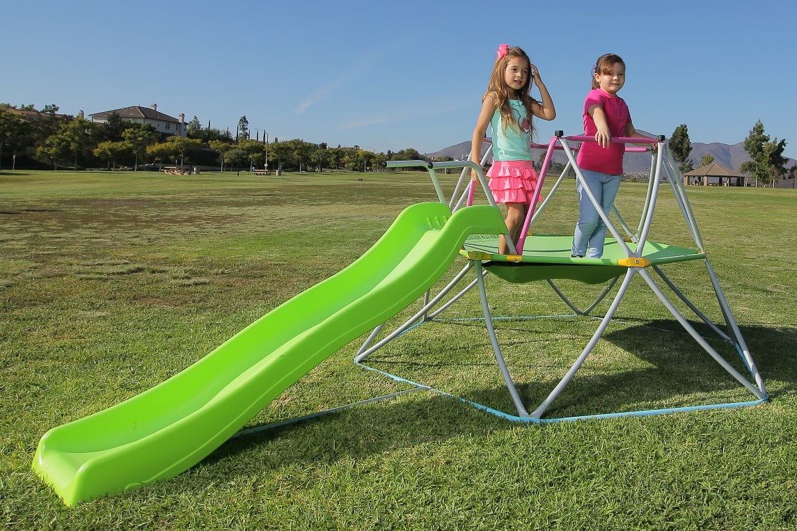 Ensemble d’escalade en dôme avec toboggan Platports pour enfants – Aire de jeux intérieure et extérieure – De 3 à 10 ans – Tapis de 140 cm