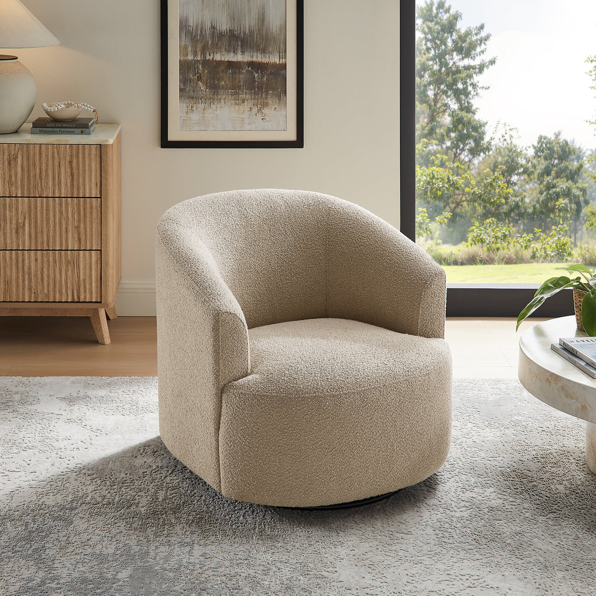 Fauteuil d'appoint pivotant en bouclé Mainstays, taupe