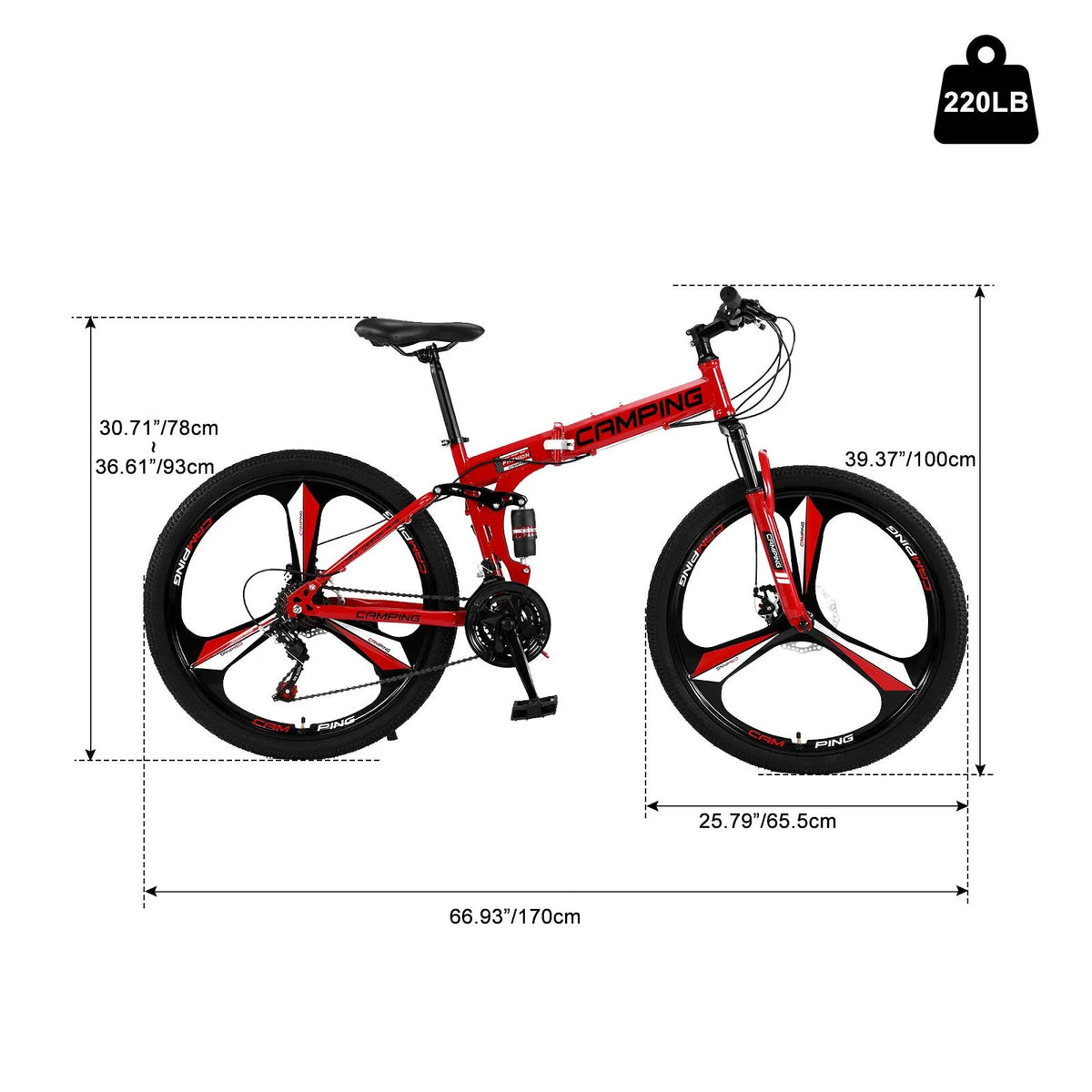 Vélo tout-terrain pliable Zimtown 26, vélo VTT Shimano 21 vitesses pour adultes, noir