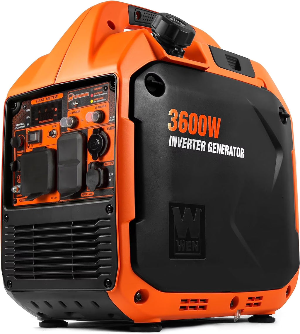 Génératrice portable silencieuse et légère de 3 600 watts, biénergie et prête pour VR, avec inverseur, dispositif d’arrêt du carburant et système de surveillance du CO