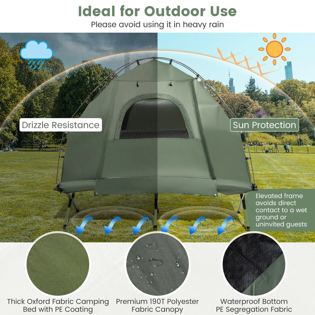 Tente de camping gonflable pour 1 personne Goplus avec matelas pneumatique, oreiller et sac de couchage