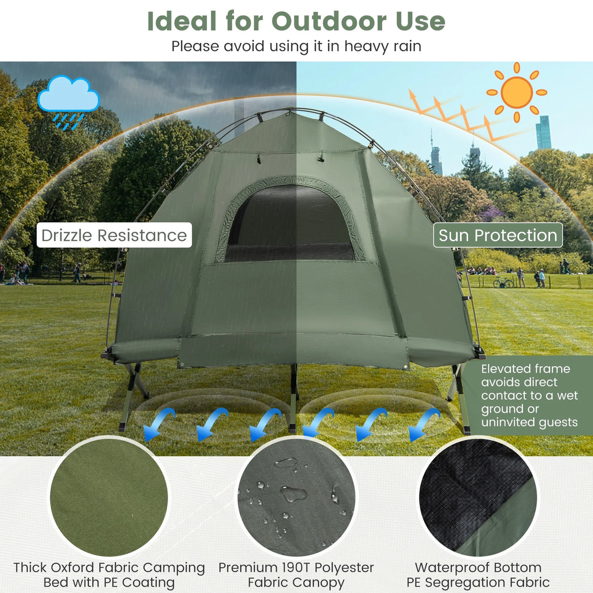 Tente de camping gonflable pour 1 personne Goplus avec matelas pneumatique, oreiller et sac de couchage