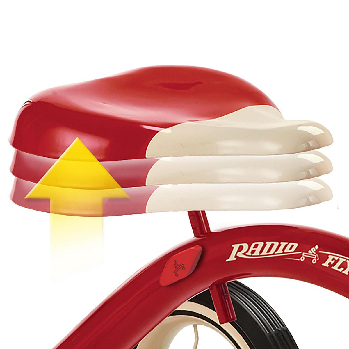 Radio Flyer. Tricycle classique rouge à double guidon. Roue avant de 12 po. Rouge