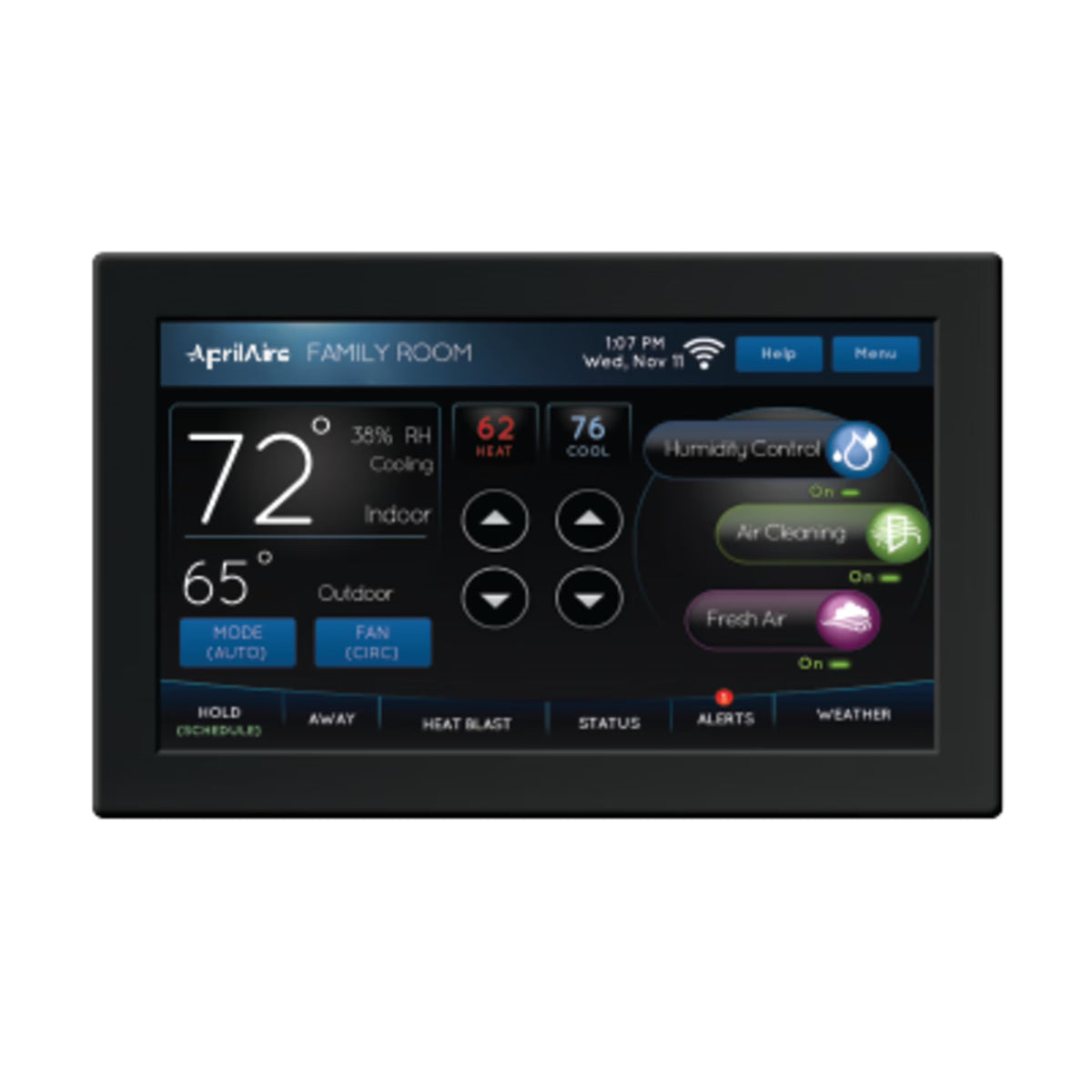 Thermostat d’automatisation AprilAire 8840, écran tactile couleur de 7 po, Wi-Fi, contrôle de la qualité de l’air intérieur