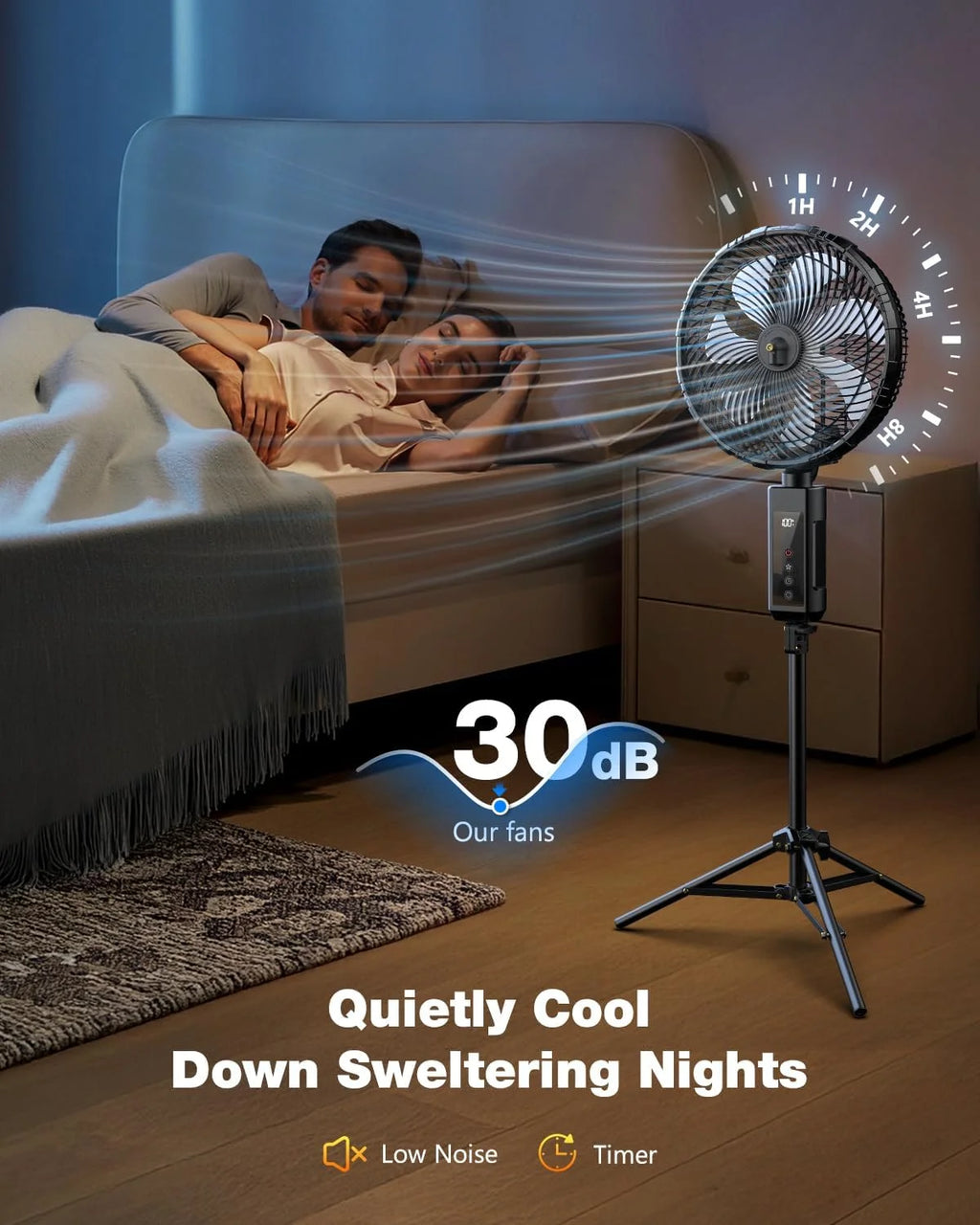 Produits de ventilation portables, ventilateur brumisateur d'extérieur 12 pouces 20000mAh, adapté aux terrasses extérieures