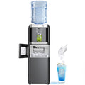 LHRIVER Distributeur d’eau 2-5 gallons & Machine à glaçons 6 min, 3-en-1 Chaud/Froid/Glace, Verrouillage enfant & Économe en énergie, pour Maison/Bureau, Noir