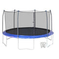 Trampoline rond Skywalker de 16 pieds avec filet et piquets coupe-vent - Bleu