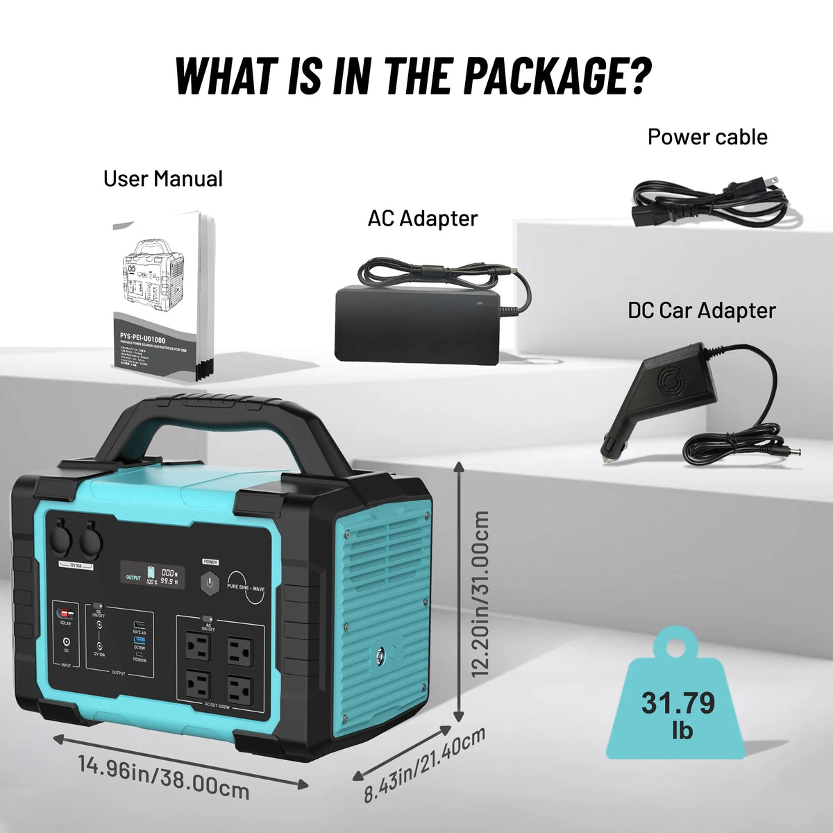 Station d’énergie portable Mondawe 1 000 W, générateur solaire 1 024 Wh avec prise CA pour la maison, le camping et les urgences