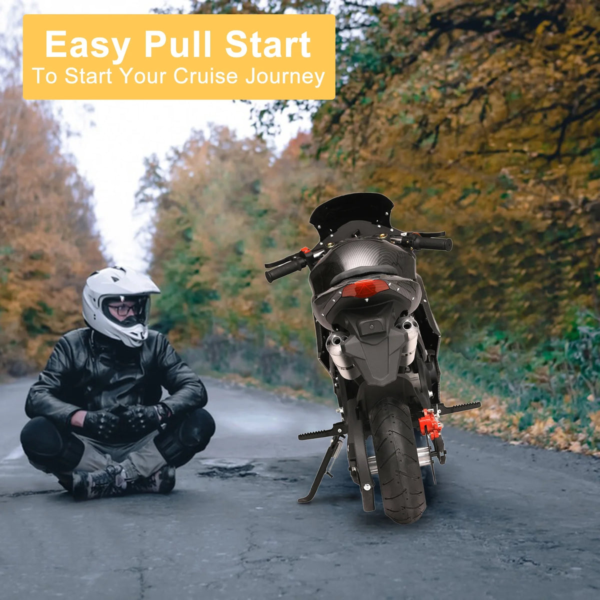 Mini moto essence AQQW 49cc pour adultes et enfants, mini motos 4 temps, jouets motos tout-terrain à essence, charge max 441 lbs, meilleurs cadeaux pour enfants