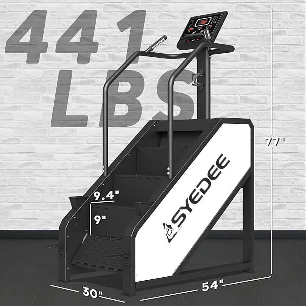 Stairmaster, simulateur d'escalier syedee avec écran LED, appareil de fitness StepMill avec 12 programmes d'entraînement, machine à marches 200 kg, 24-164 marches/minute (blanc)