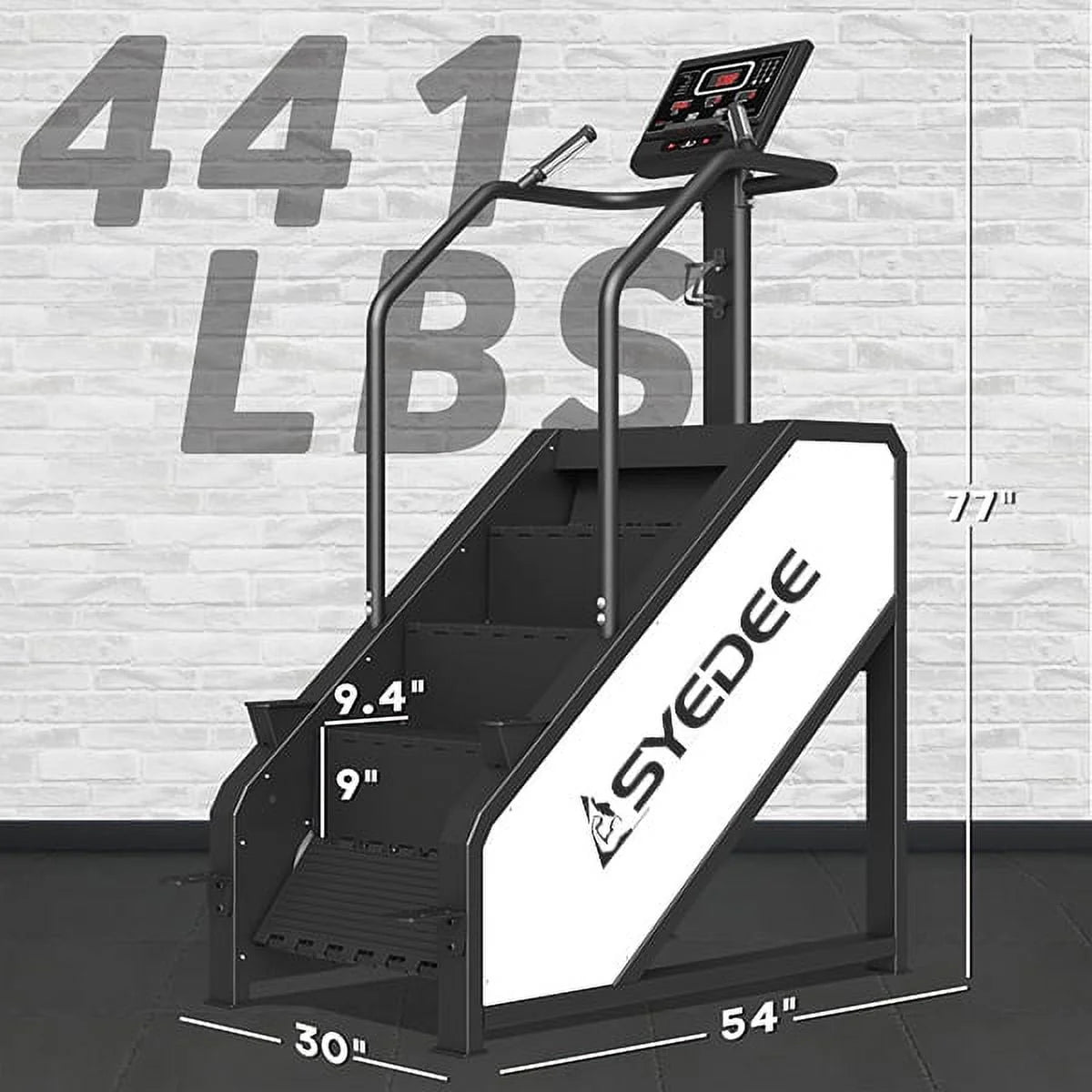 Stairmaster, simulateur d'escalier syedee avec écran LED, appareil de fitness StepMill avec 12 programmes d'entraînement, machine à marches 200 kg, 24-164 marches/minute (blanc)
