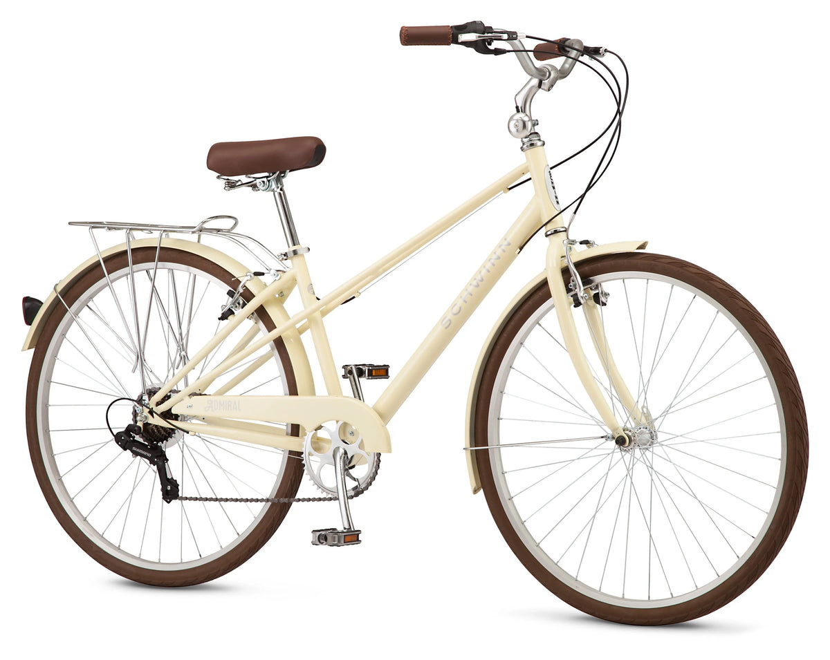 Vélo hybride Schwinn Admiral 700c pour adulte, Vélo pour femme 7 vitesses, Crème