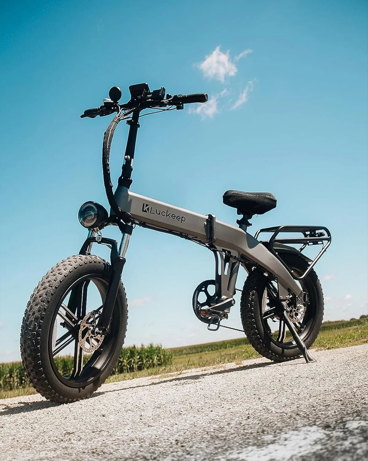 Vélo électrique pliable Luckeep X1 Lite pour adultes, moteur de 1 500 W en crête, batterie amovible de 720 Wh, autonomie de 60 mi à 28 mi/h, vélo électrique tout-terrain à pneus larges 20 × 4 avec suspension avant, vélo électrique de montagne