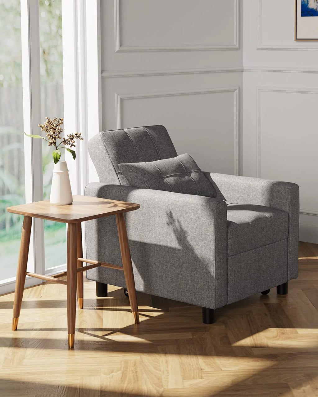 Fauteuil convertible Lofka, canapé-lit inclinable, lit une place pour salon/bureau/chambre, gris clair