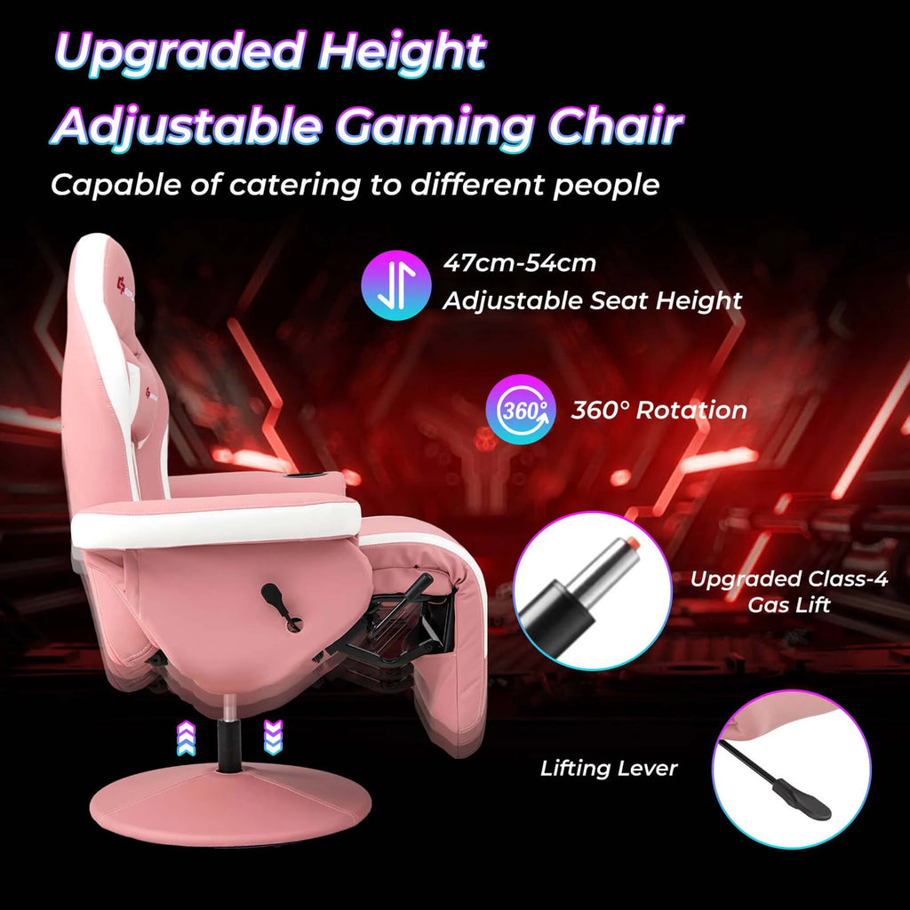 Fauteuil gaming inclinable Goplus avec massage, réglable en hauteur, pivotant, style racing, avec porte-gobelet, rouge
