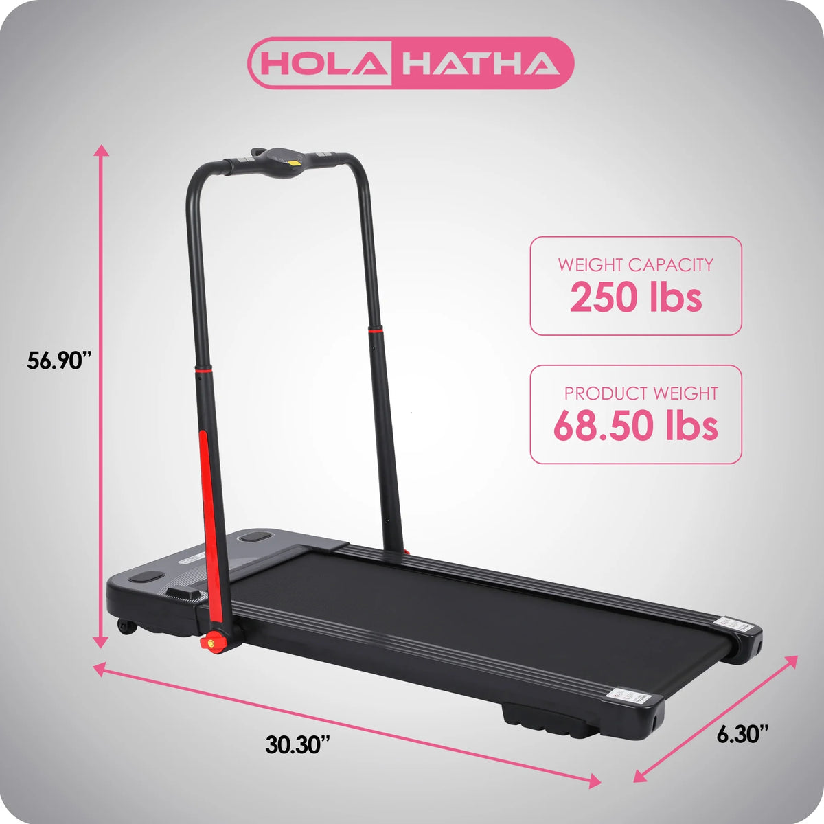 HolaHatha Tapis de course 2 en 1 et tapis de marche sous bureau avec surface antidérapante