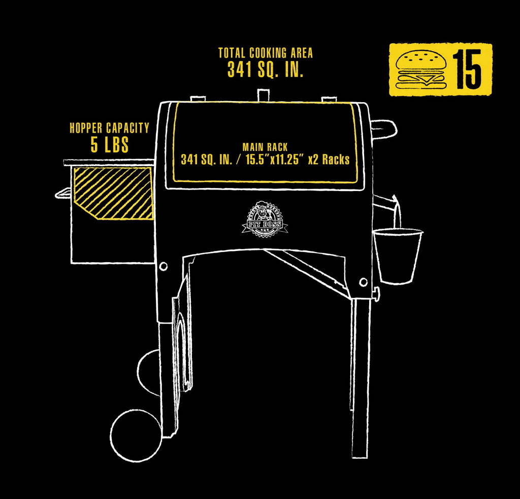 Pit Boss 340 po² Barbecue à granulés portable avec hayon et pieds pliables