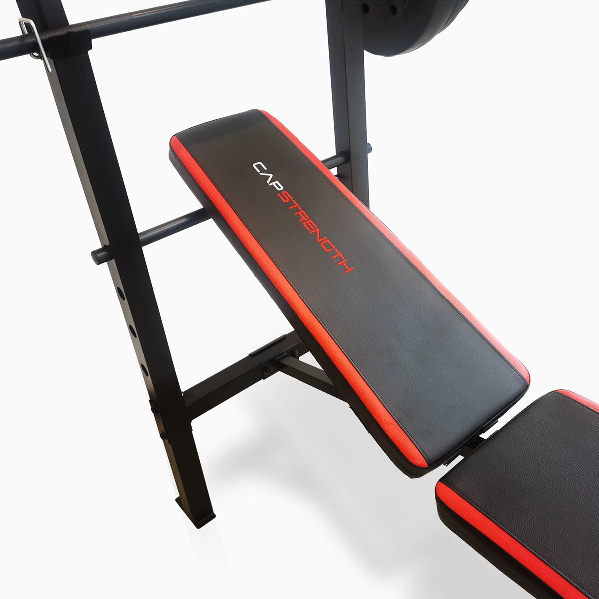 Banc de musculation combiné standard réglable CAP Strength avec rack, extension des jambes et jeu de poids en vinyle de 90 lb