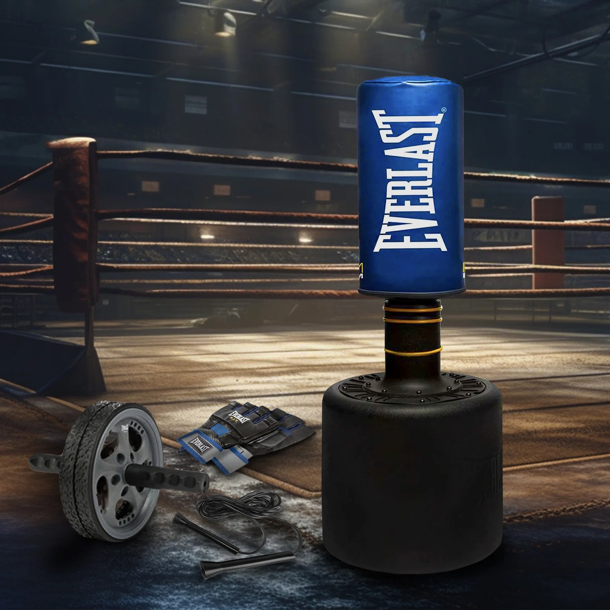 Sac d’entraînement robuste autoportant Everlast Powercore avec kit – Boîte ouverte