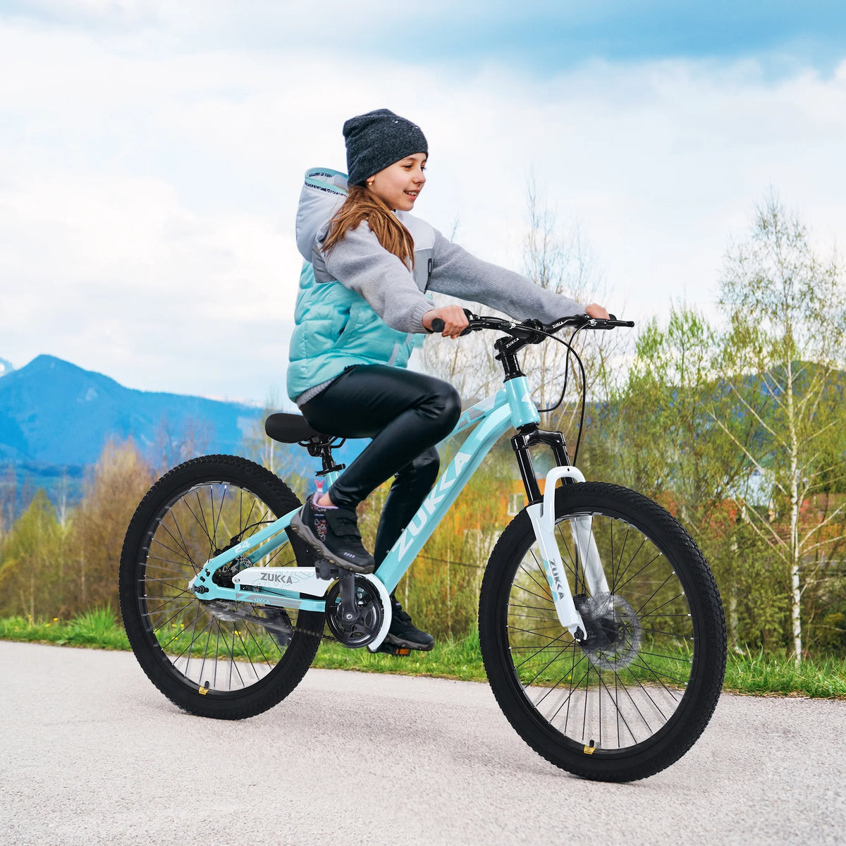 Vélo VTT pour enfant Zukka 20 pouces, cadre en acier, modèle hardtail, pour enfant de 7 à 10 ans, rose