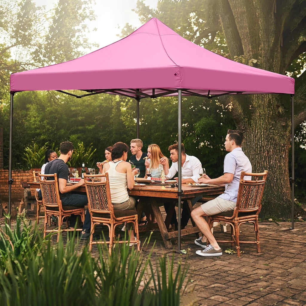 Ainfox Tente de réception pop-up robuste 10' x 10', Gazebo pliant instantané d'extérieur, Tente d'ombrage, Rose