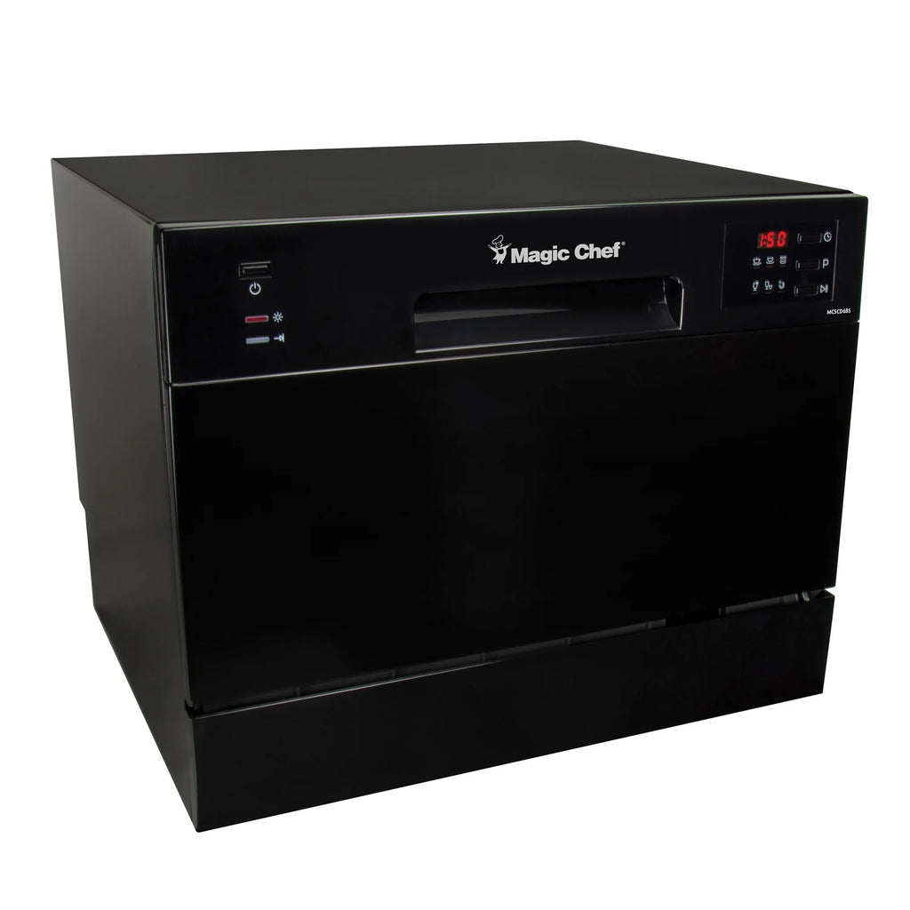 Lave-vaisselle de comptoir Magic Chef Energy Star pour 6 couverts (modèle MCSCD6W5)  S’installe sous les armoires grâce à sa hauteur de 17,2 po