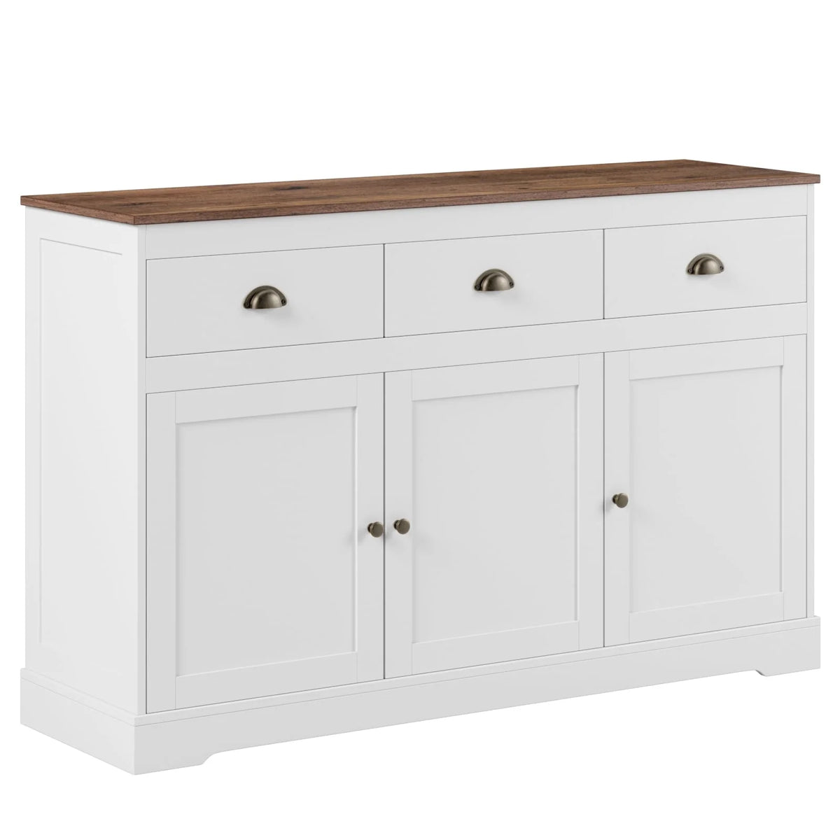 Homfa Buffet avec 3 Tiroirs & 3 Portes, Meuble Buffet de 135,9 cm de Large pour Salle à Manger, Blanc