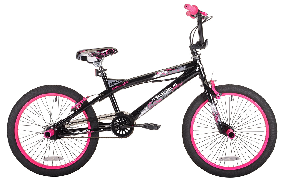 Vélo BMX 20 pouces pour fille, Trouble, noir/rose