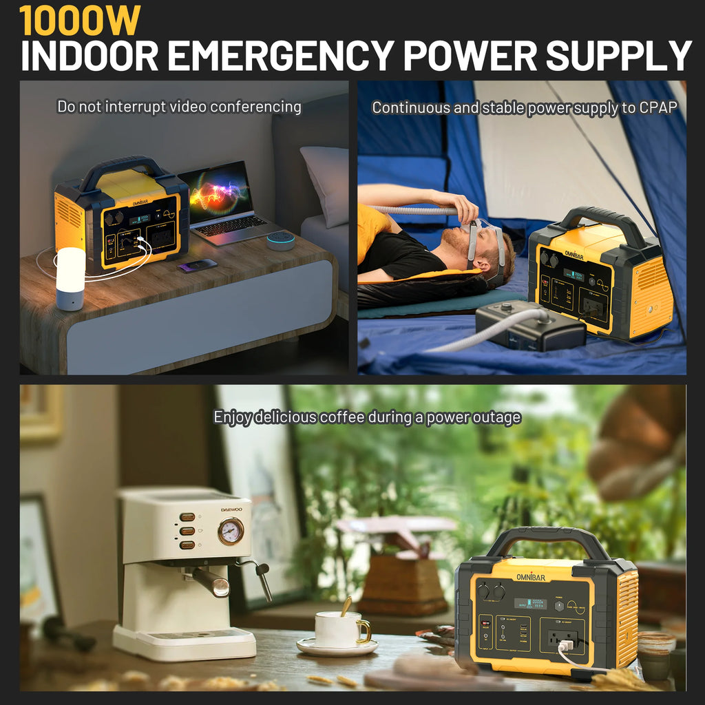 Station d’énergie portable Mondawe 1 000 W, générateur solaire 1 024 Wh avec prise CA pour la maison, le camping et les urgences