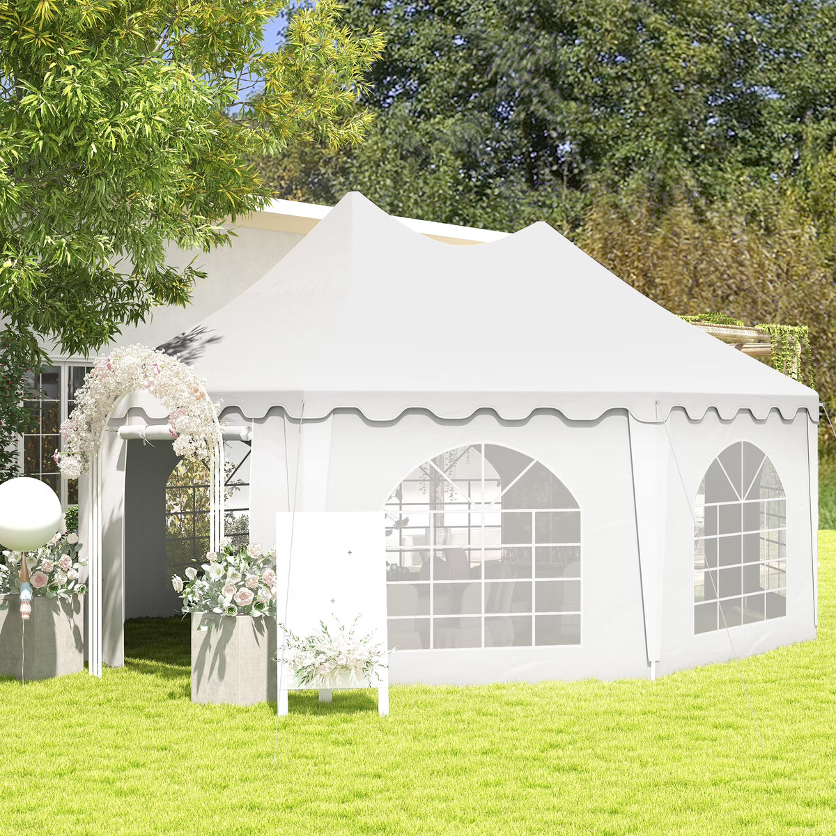 Outsunny 22,3' x 16,4' Tonnelles de réception blanches pour extérieur, portables