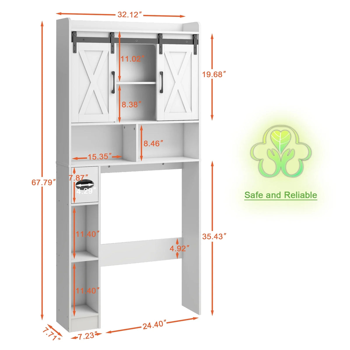 Meuble de rangement au-dessus des toilettes, meuble de rangement de style maisonnette au-dessus des toilettes avec portes coulissantesÉtagère de rangement gain de place pour toilettes, pour salle de bains, toilettes, buanderie