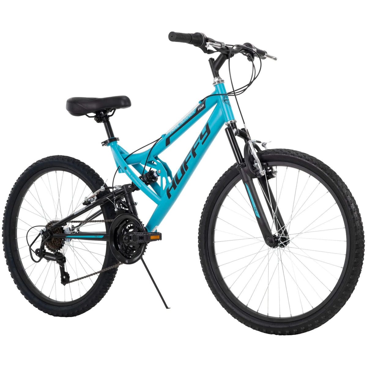 Vélos tout-terrain à suspension intégrale Huffy Trail Runner 24 pour filles, bleu sarcelle